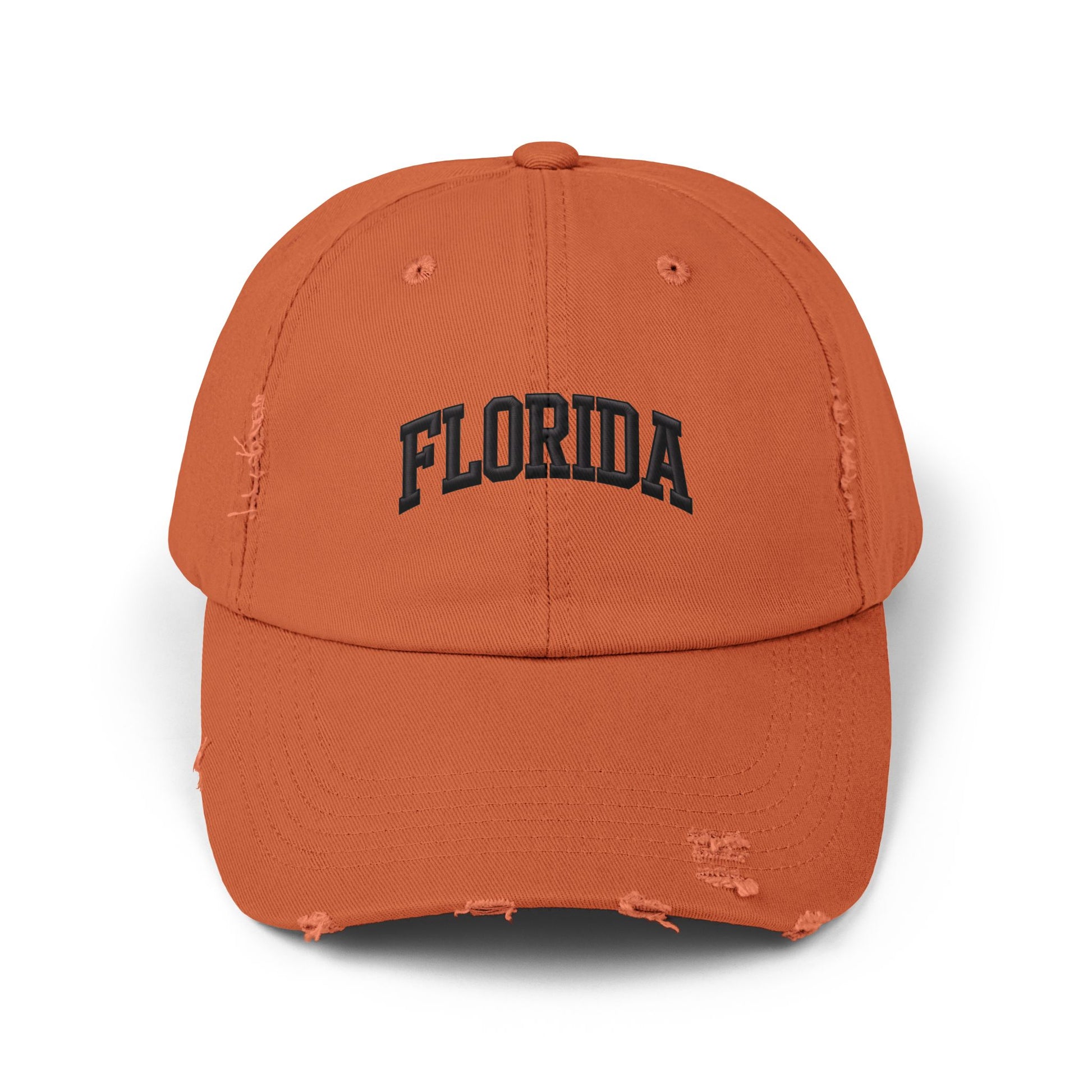 Distressed 'Florida' Baseball Cap — Vintage Black Dad Hat Hats Printify Burnt Orange One size