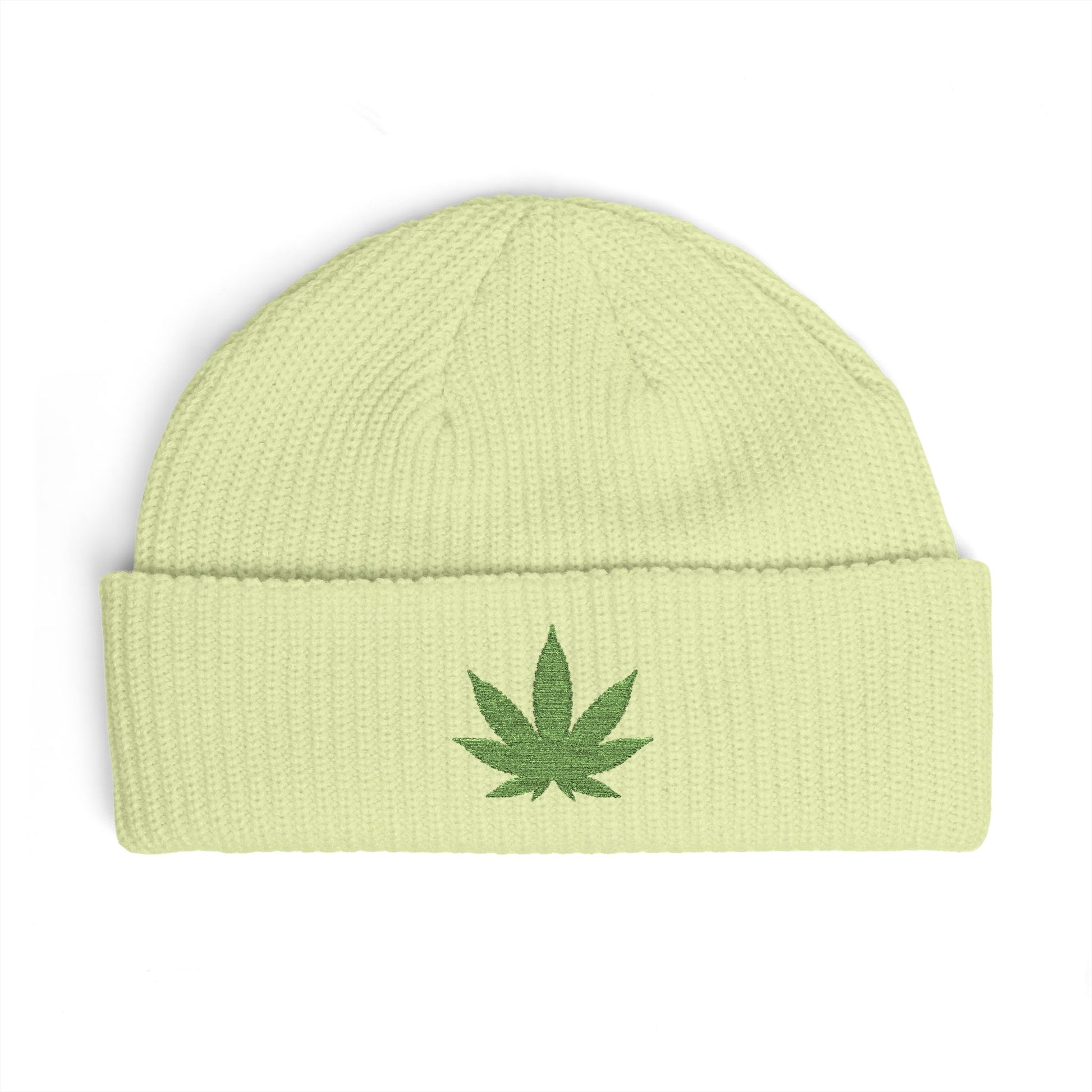 Embroidered Glitter Cannabis Leaf Cuff Beanie Hats Printify