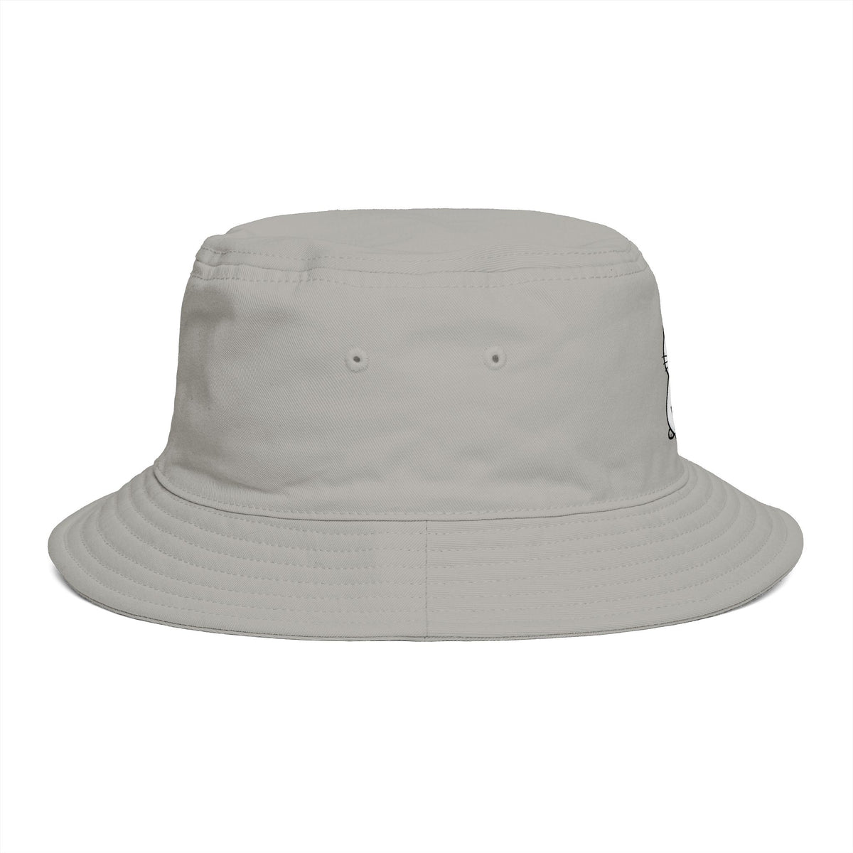 Brown Bucket Hat with Cute White Cat Embroidery — Casual Cat Lover Accessory