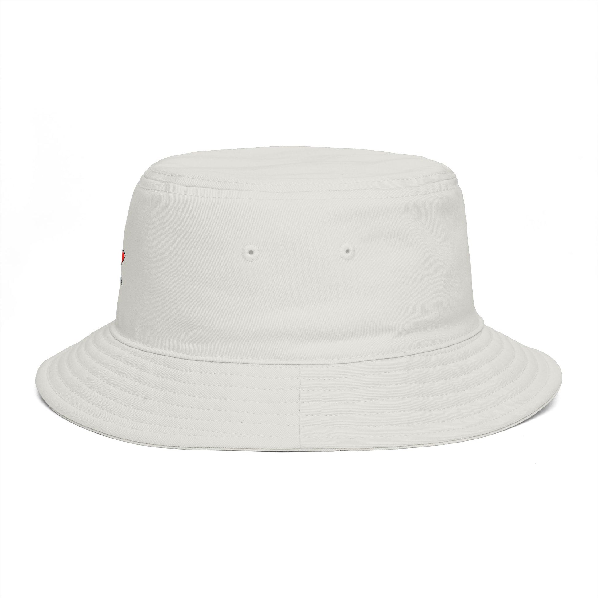 Red Pushpin Embroidered Bucket Hat - Minimal Casual Sun Hat Hats Printify