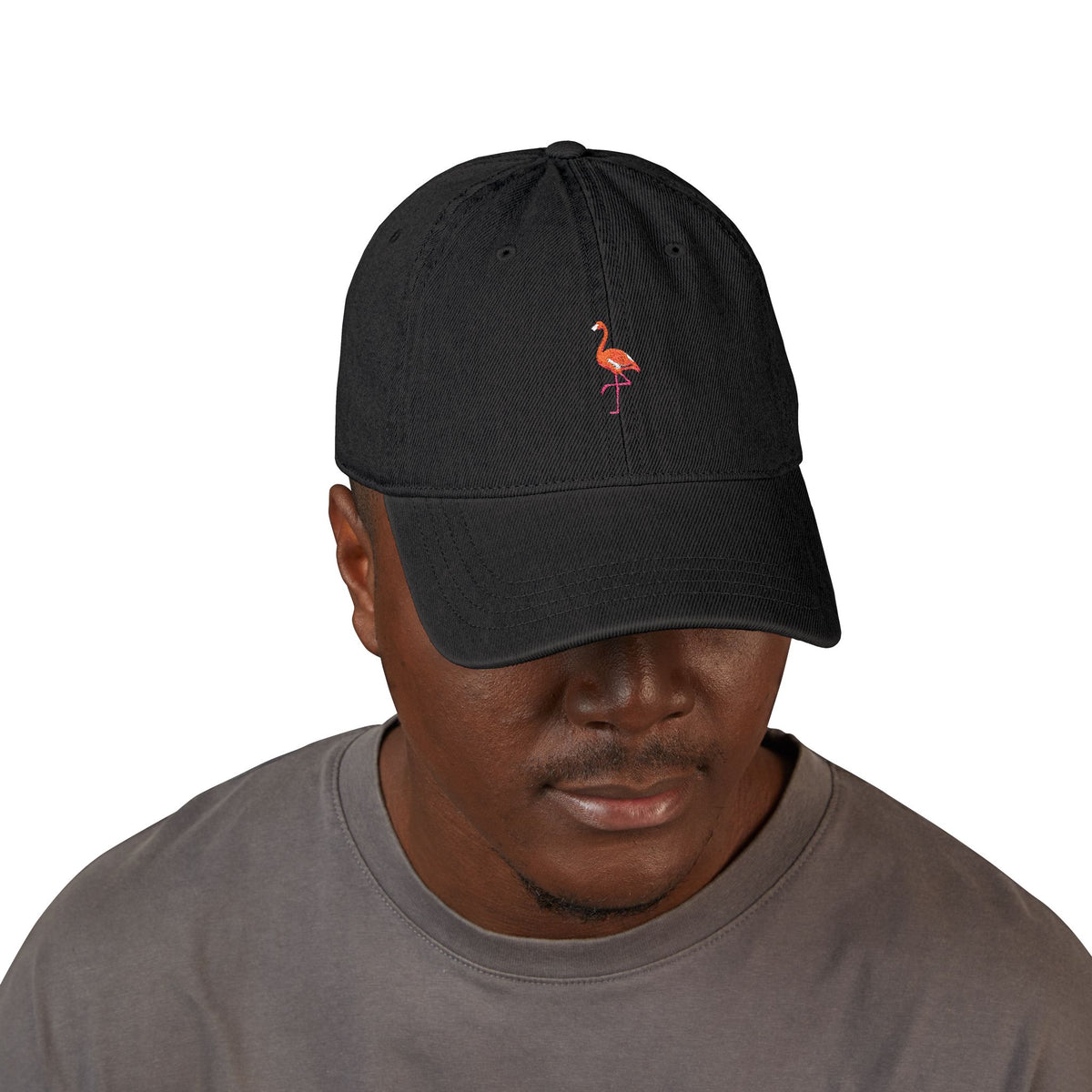 Embroidered Flamingo Denim Hat – Pink Flamingo Baseball Cap Hats Printify