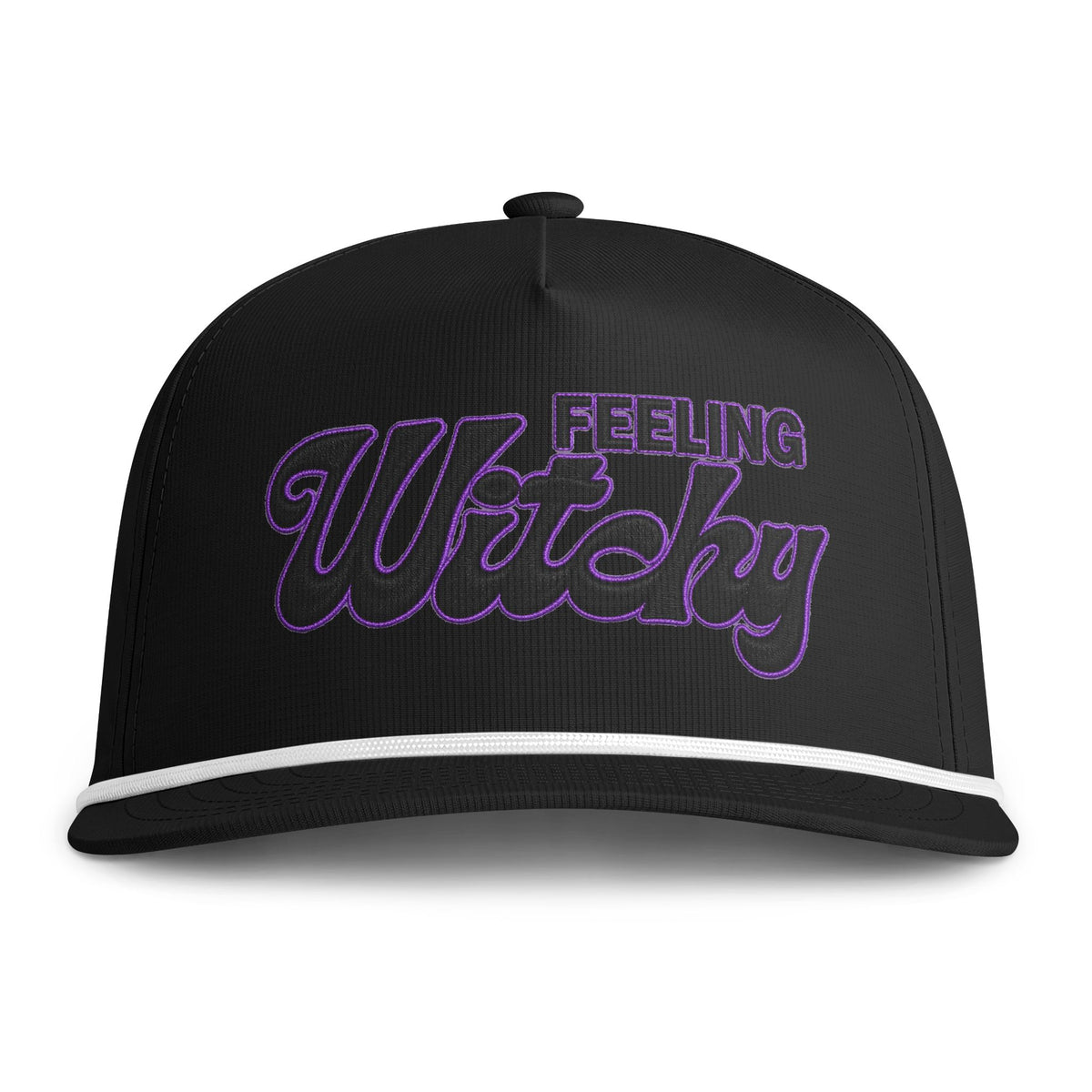 Feeling Witchy Rope Cap – Halloween Embroidered Hat Hats Printify Black Adjustable