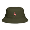 Flamingo Embroidered Bucket Hat — Brown Tropical Summer Sun Hat Hats Printify One size Army