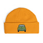 Cuff Beanie — Retro Green Car Embroidered Knit Hat Hats Printify One size Gold
