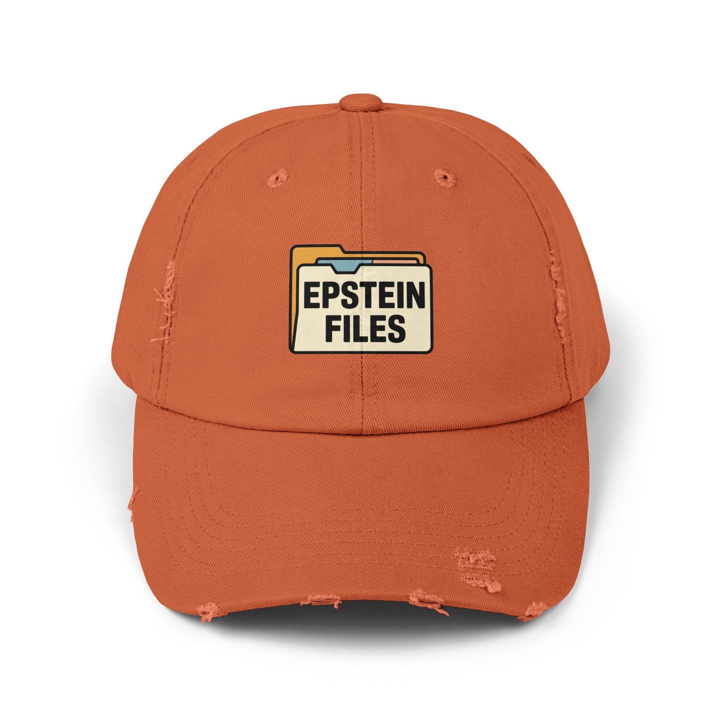 Distressed Cap — "Epstein Files" Vintage Folder Patch Hats Printify Burnt Orange One size