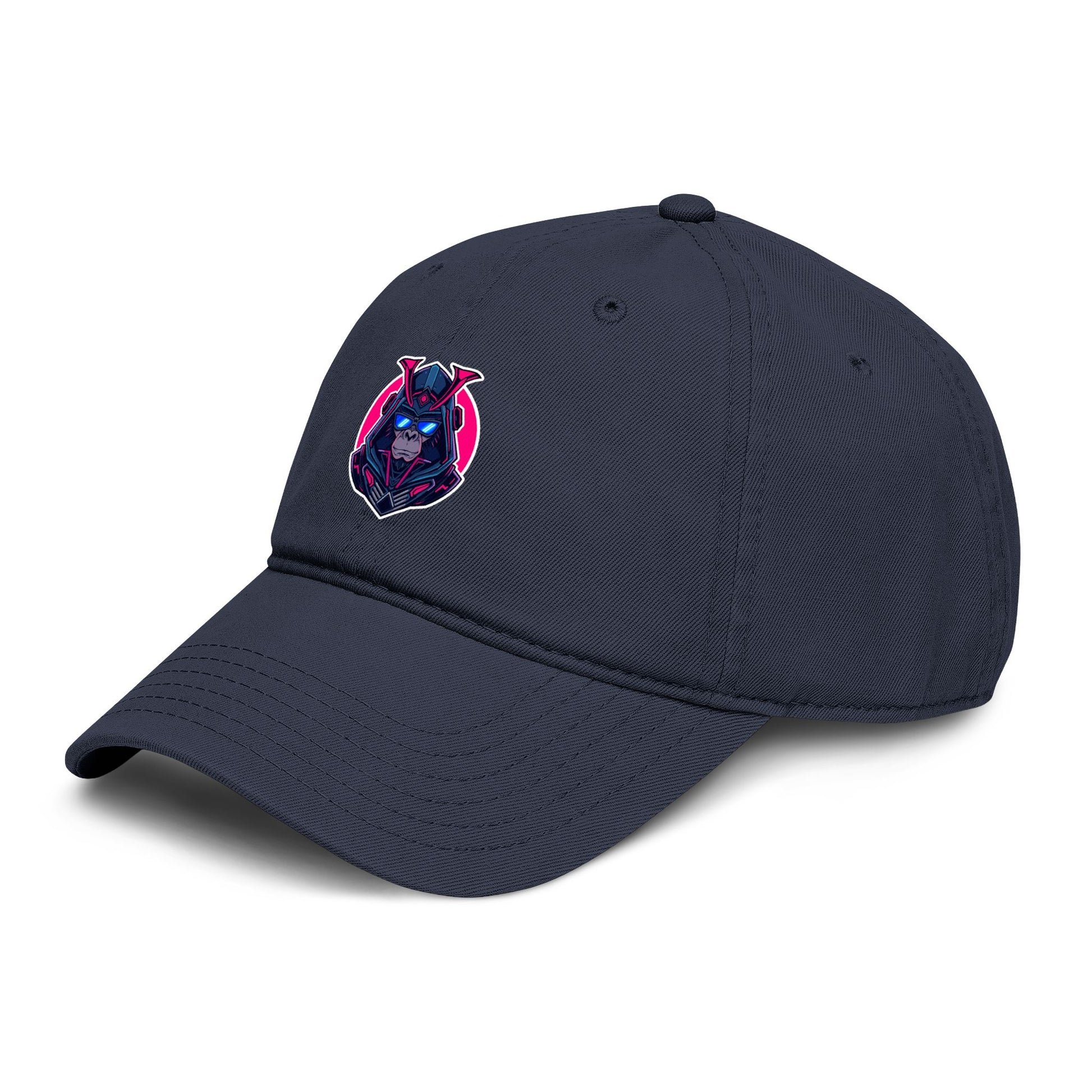 Embroidered Neon Samurai Baseball Cap — Washed Cotton Hat Hats Printify