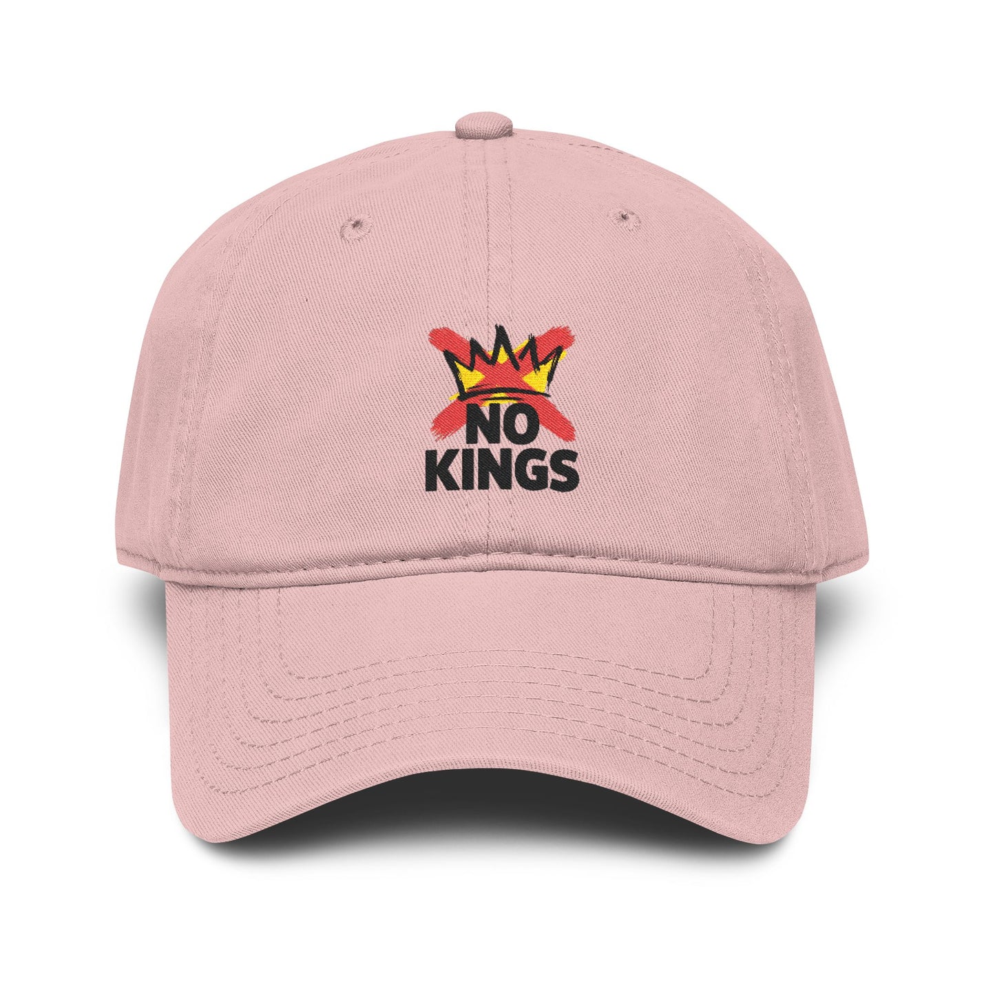 No Kings Washed Baseball Cap — Distressed Crown Embroidered Hat Hats Printify One size Dusty Rose