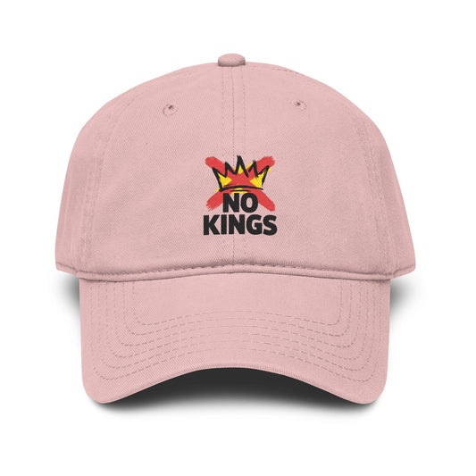 No Kings Washed Baseball Cap — Distressed Crown Embroidered Hat Hats Printify One size Dusty Rose
