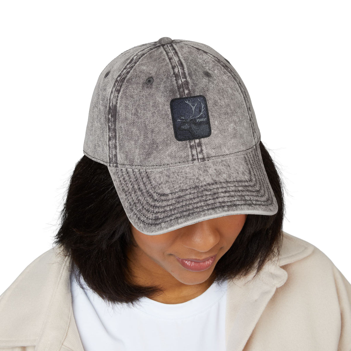 Vintage Embroidered Cap — Starry Night Patch Hats Printify