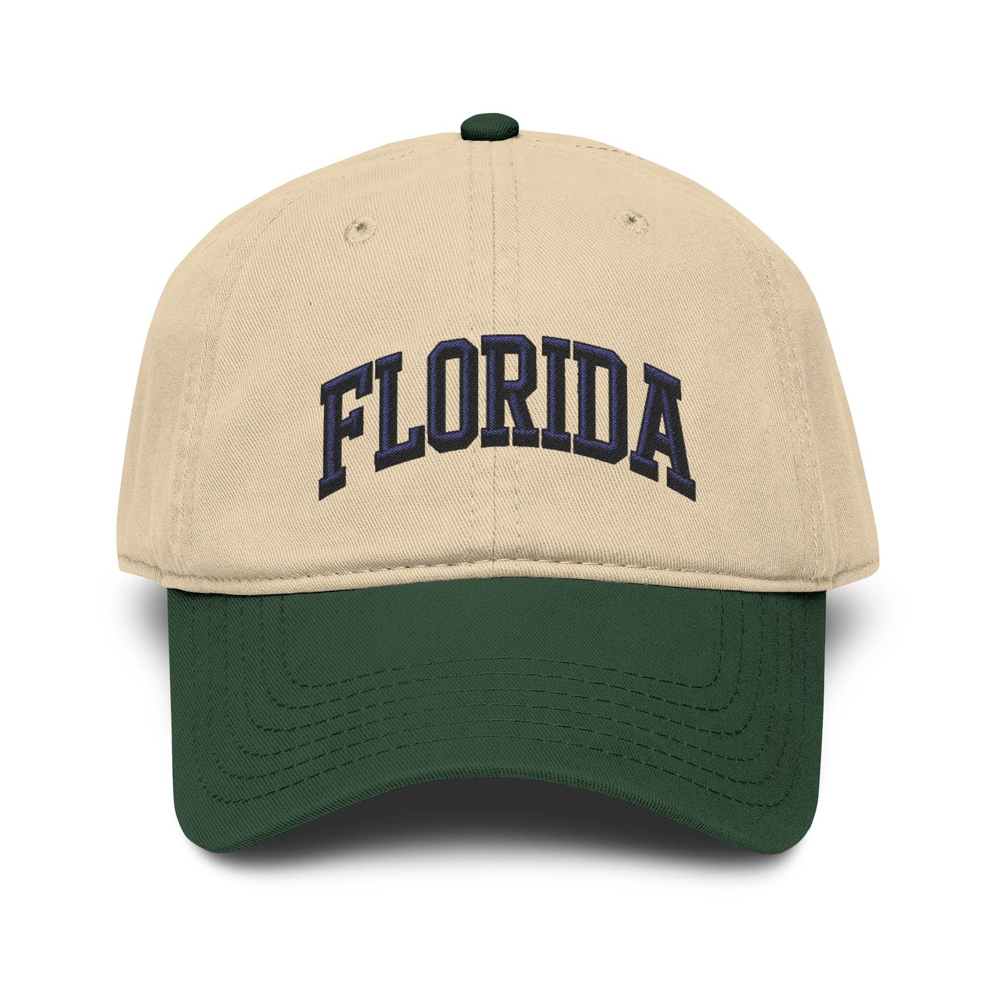 Florida Embroidered Washed Baseball Cap Hats Printify One size Dark Green / Khaki