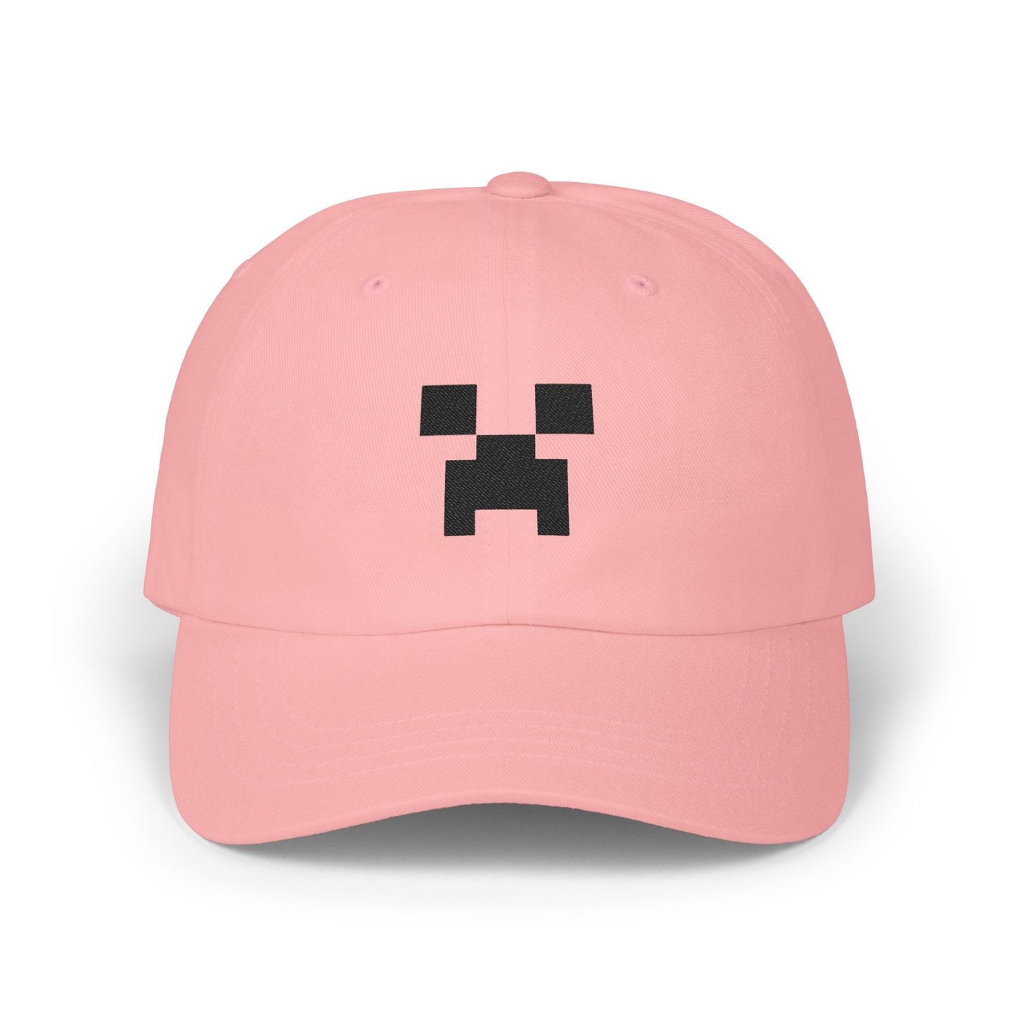 Pixel Creeper Face Cap | Classic Dad Cap, Gaming Dad Hat Hats Printify Pink One size