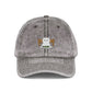 Vintage Embroidered Cat Cap — Washed Red Dad Hat Hats Printify One size Charcoal Grey