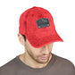 Vintage Embroidered Mountain Patch Cap — Washed Red Dad Hat Hats Printify