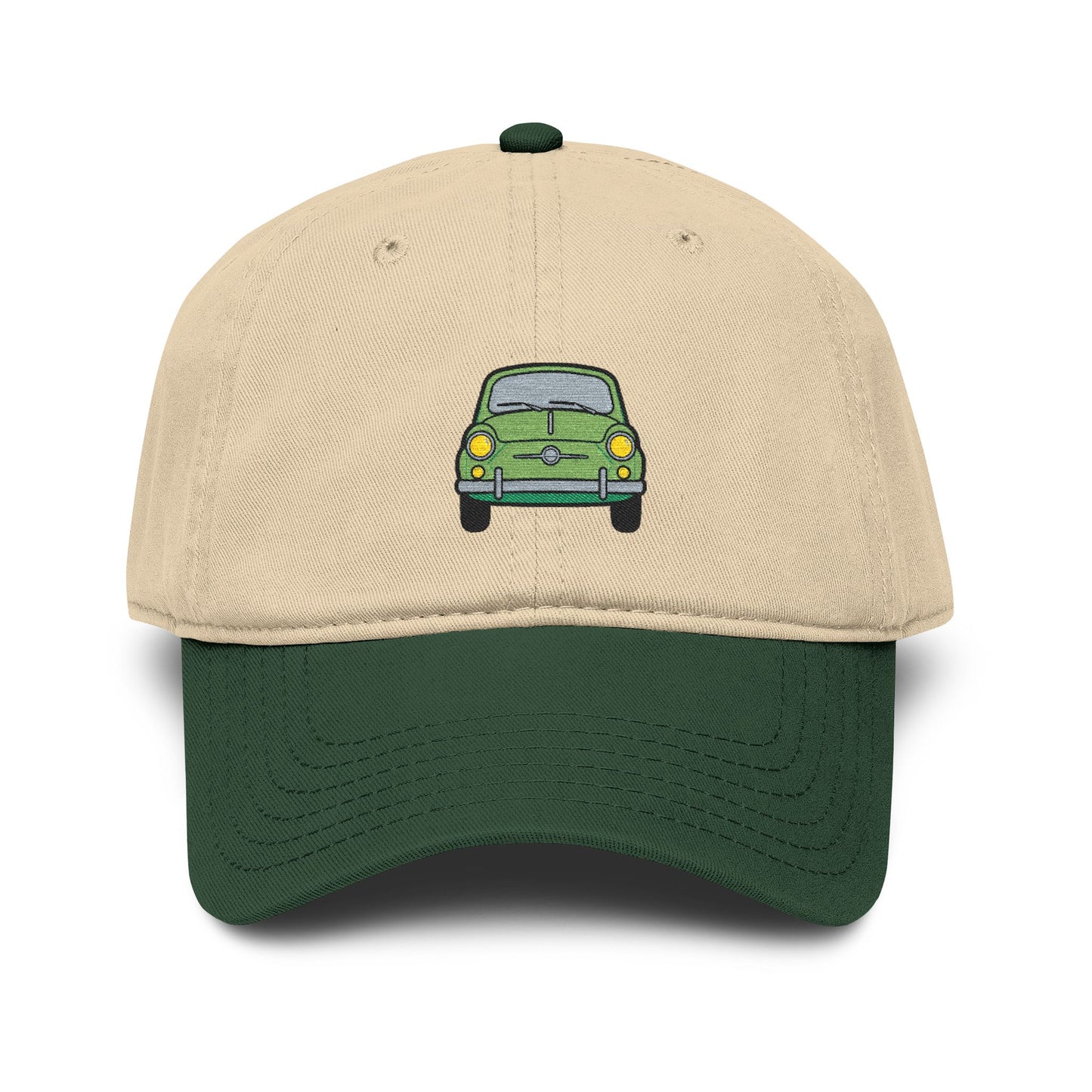 Vintage Green Car Embroidered Baseball Cap — Washed Cotton Dad Hat Hats Printify One size Dark Green / Khaki
