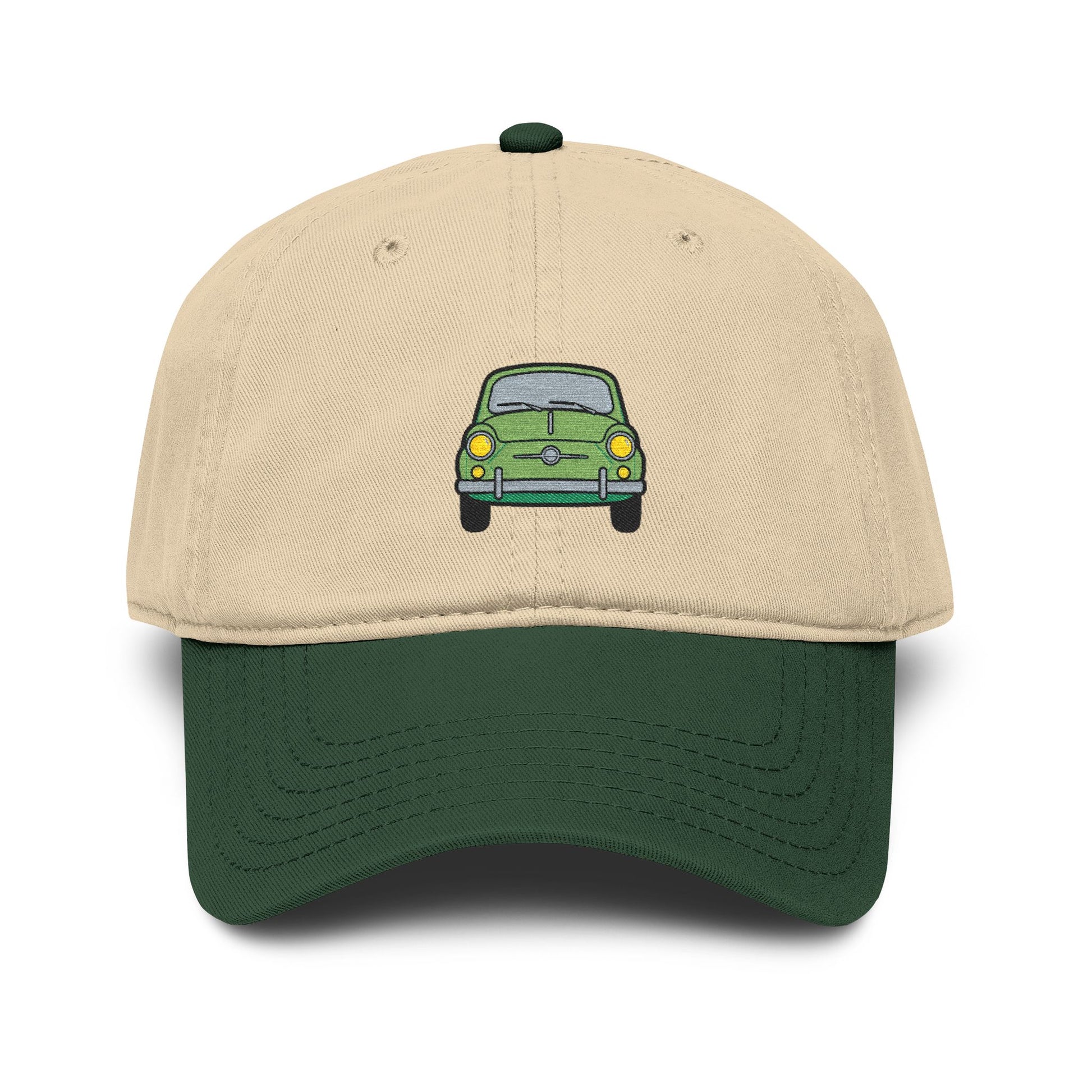 Vintage Green Car Embroidered Baseball Cap — Washed Cotton Dad Hat Hats Printify One size Dark Green / Khaki