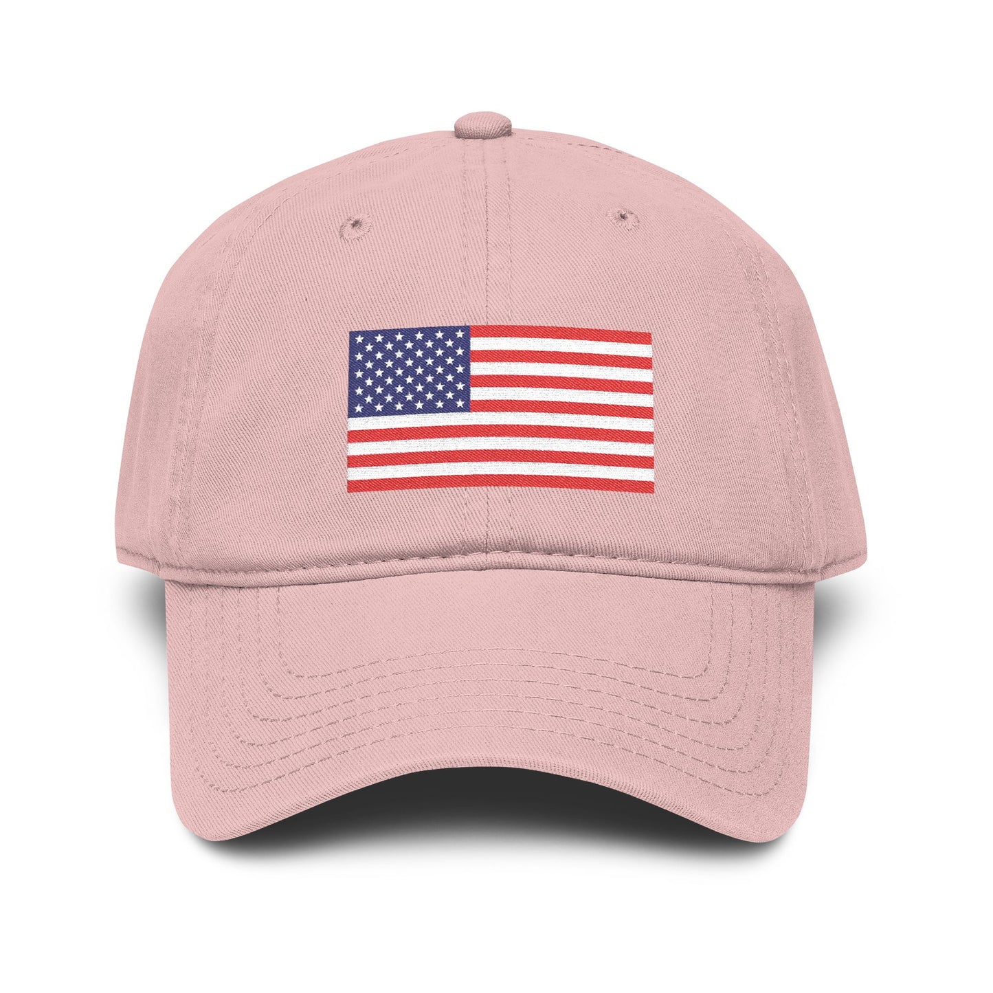 Embroidered American Flag Baseball Cap — Washed Cotton Patriotic Hat for 4th of July Hats Printify One size Dusty Rose