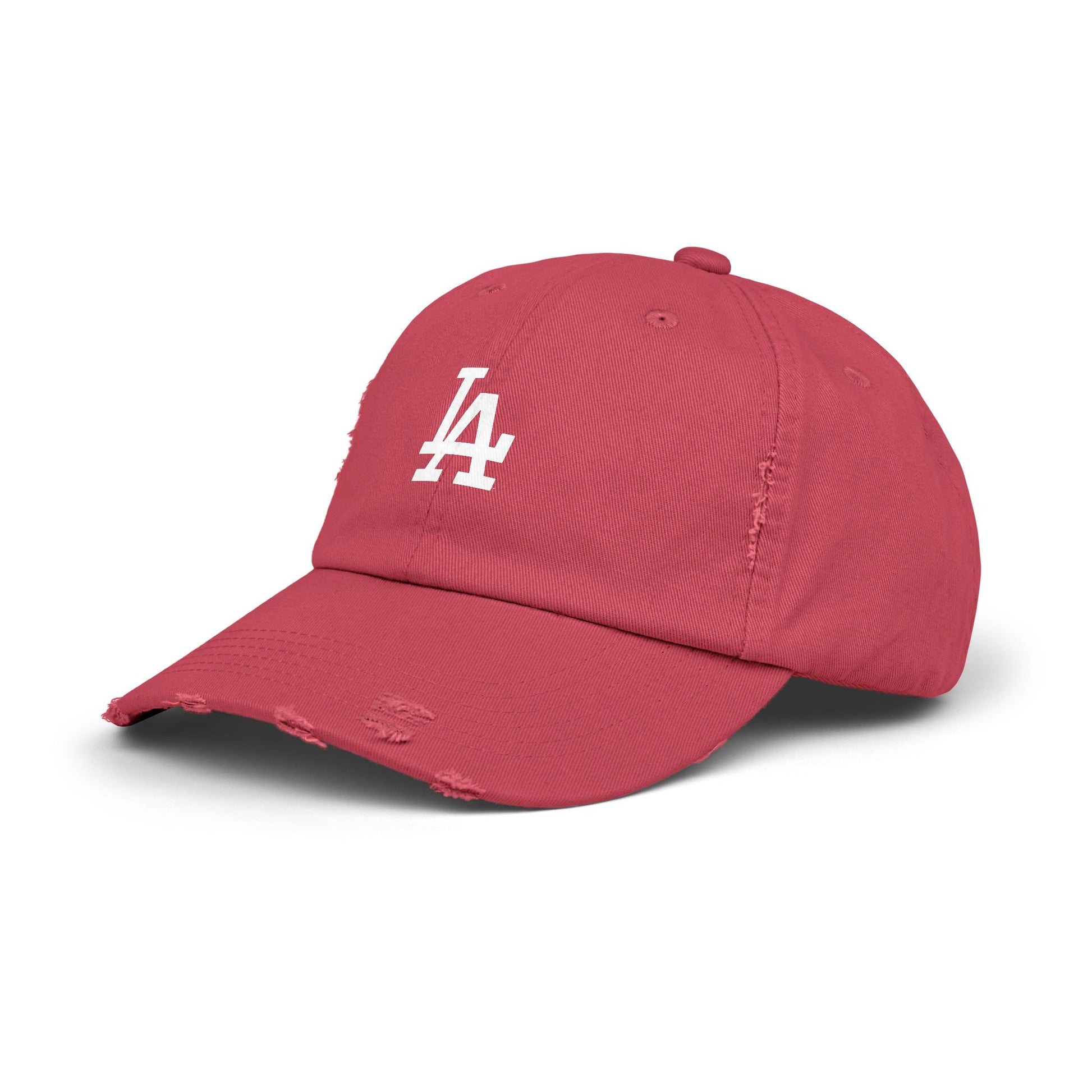 Distressed LA Baseball Cap — Vintage Black Dad Hat Hats Printify