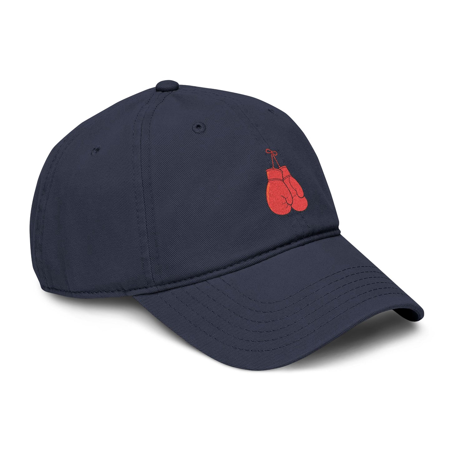 Washed Baseball Cap with Embroidered Red Boxing Gloves — Vintage Sport Dad Hat Hats Printify