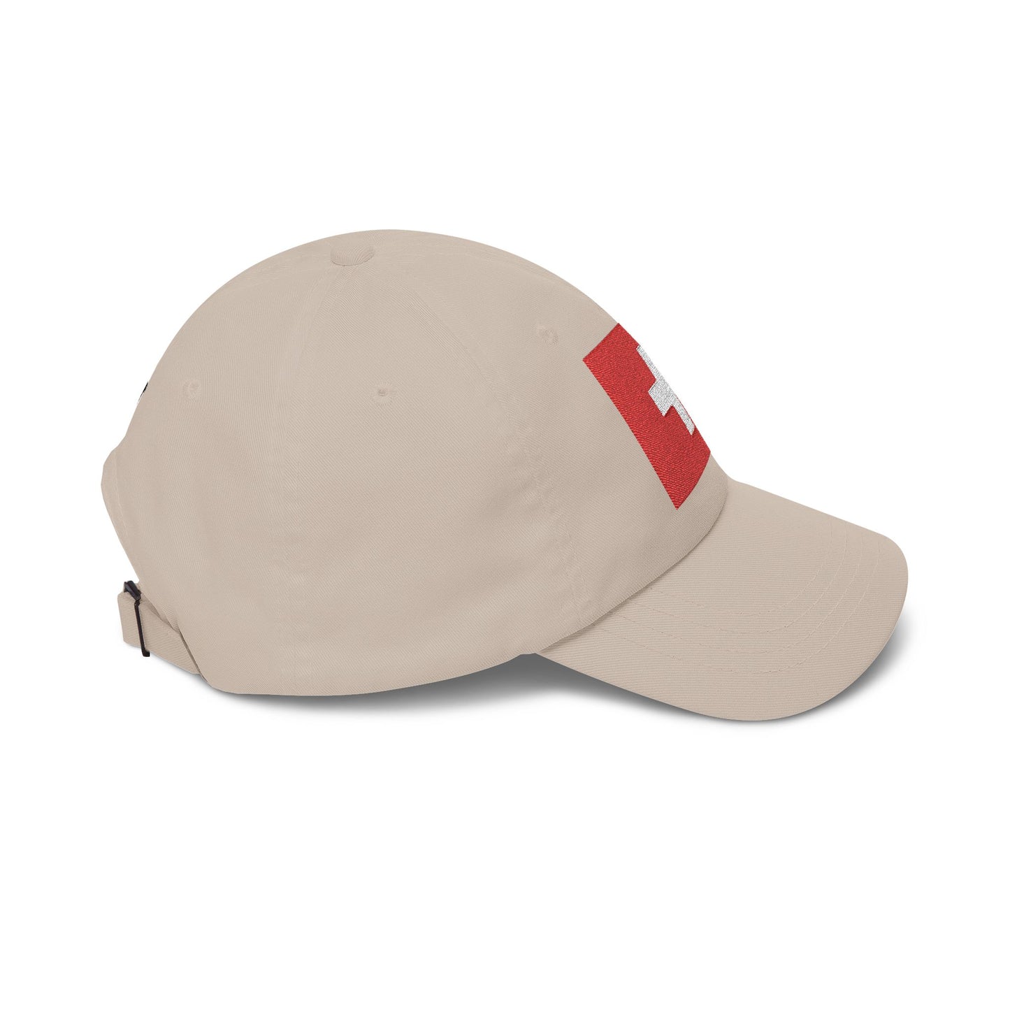 Dad Cap with Swiss Flag Embroidered Patch — Classic White Adjustable Hat Hats Printify