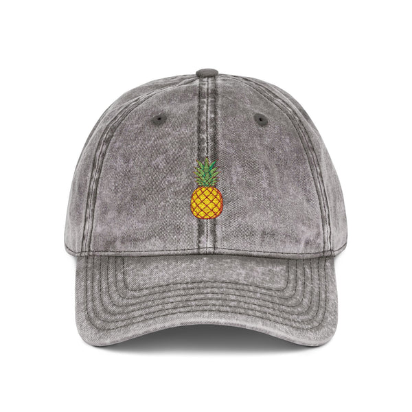 Pineapple Embroidered Vintage Cap Hats Printify One size Charcoal Grey