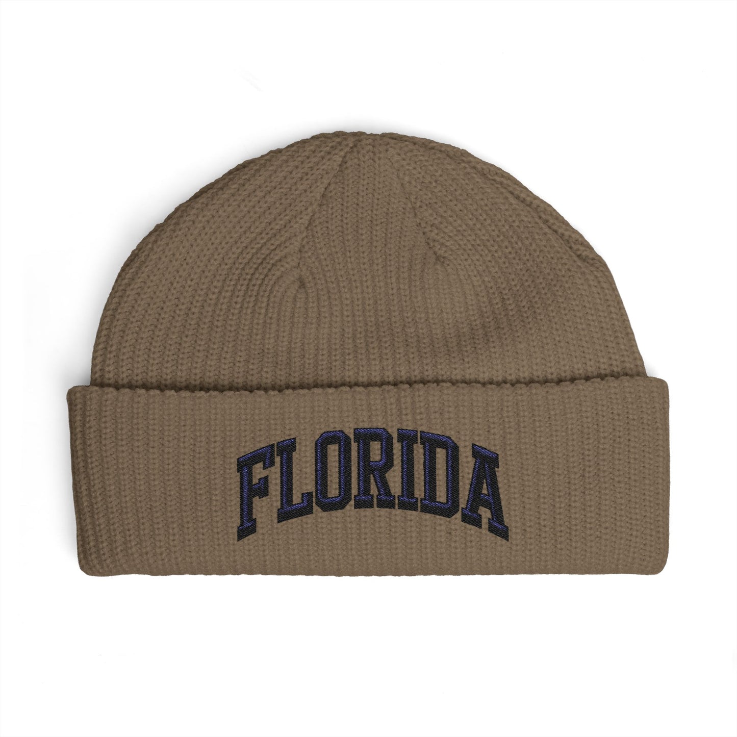 Florida Cuff Beanie - Embroidered Collegiate Knit Hat Hats Printify One size Walnut