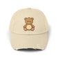 Teddy Bear Distressed Cap — Cute Retro Plush Hat for Casual Wear Hats Printify Stone One size