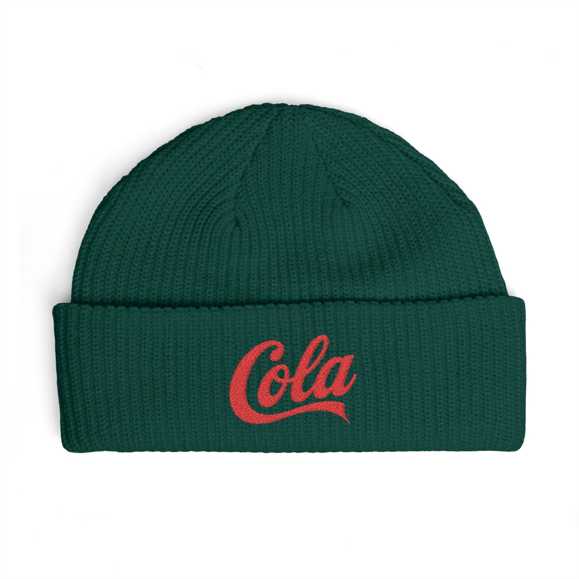 Cola Cuff Beanie — Retro Script Knit Hat Hats Printify