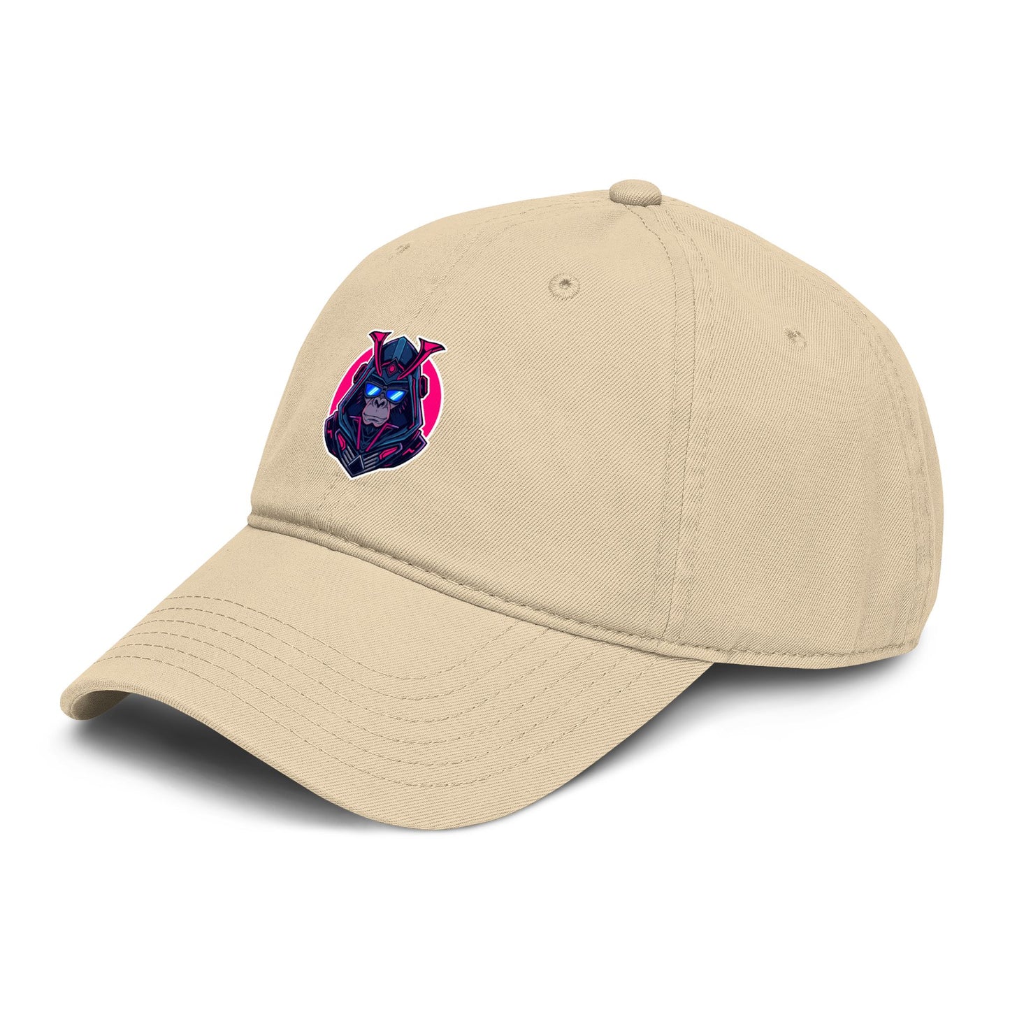 Embroidered Neon Samurai Baseball Cap — Washed Cotton Hat Hats Printify