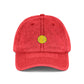 Vintage Embroidered Sunflower Cap — Retro Washed Baseball Hat Hats Printify One size Red