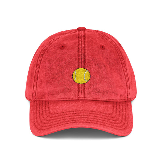 Vintage Embroidered Sunflower Cap — Retro Washed Baseball Hat Hats Printify One size Red