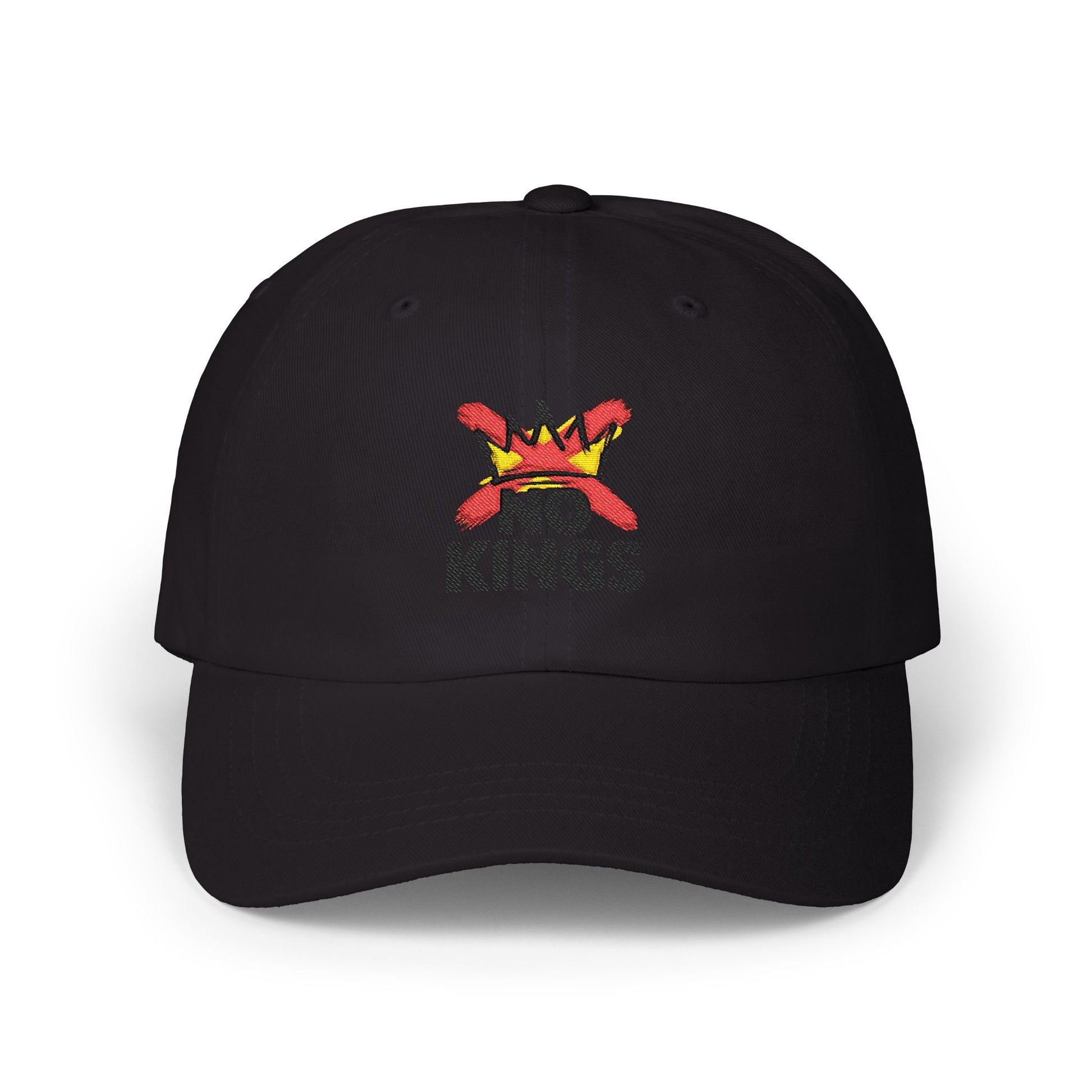 No Kings Embroidered Dad Cap — Casual White Baseball Hat Hats Printify Black One size