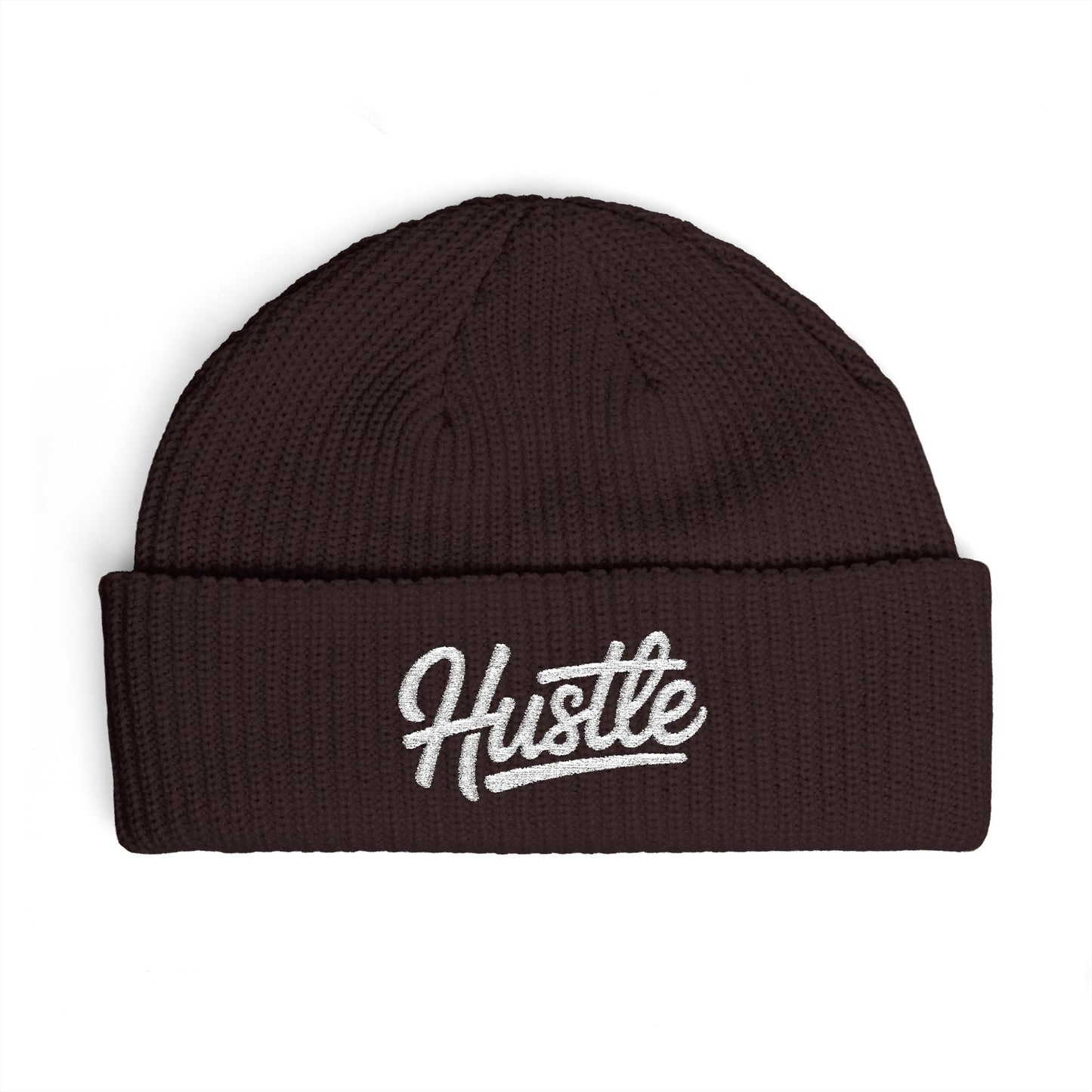 Hustle Cuff Beanie – Embroidered Knit Winter Hat Hats Printify One size Plum