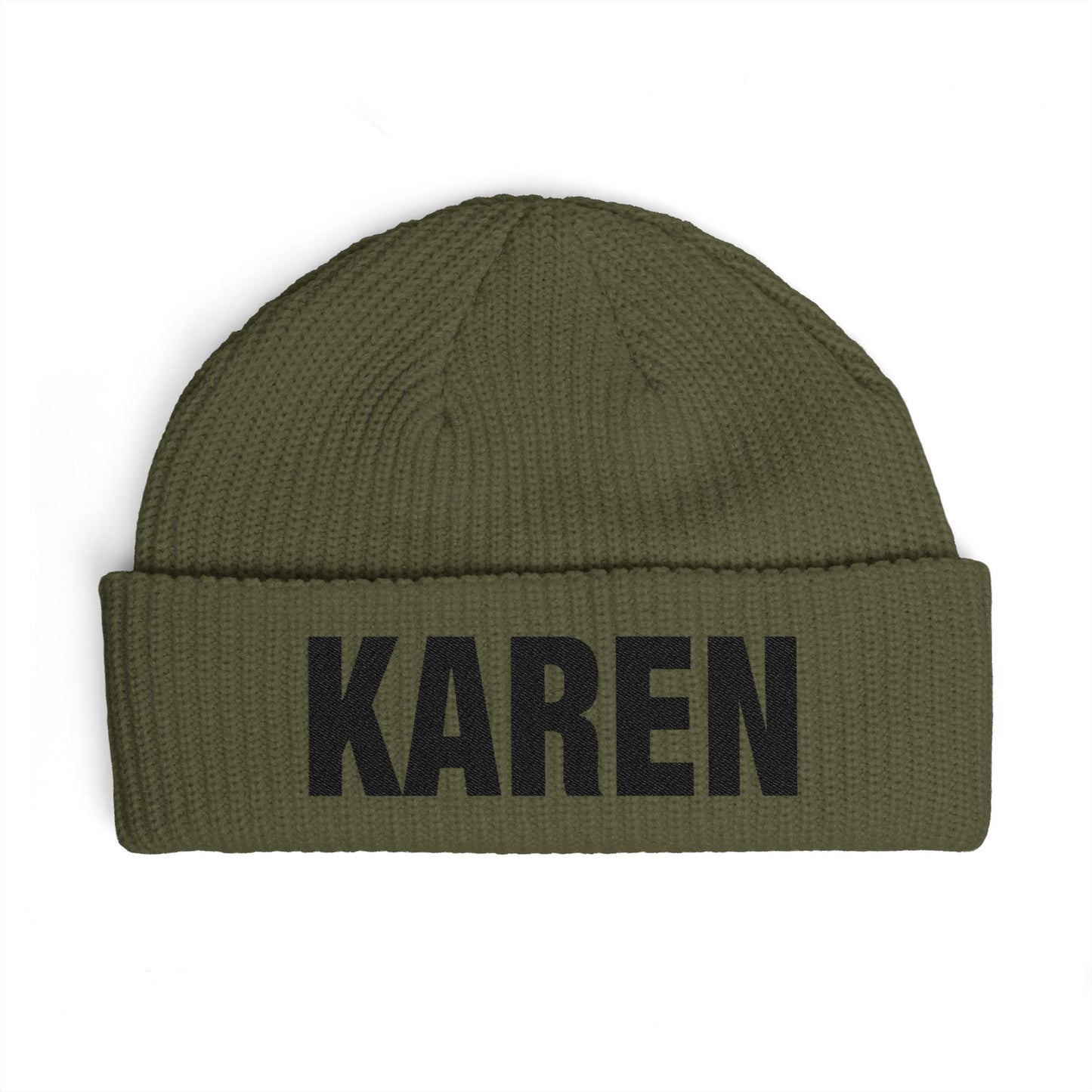 Cuff Beanie — Bold "KAREN" Embroidered Knit Hat Hats Printify One size Army