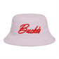 Bucket Hat — Retro Script 'Bucketd' Embroidered Brown Summer Hat