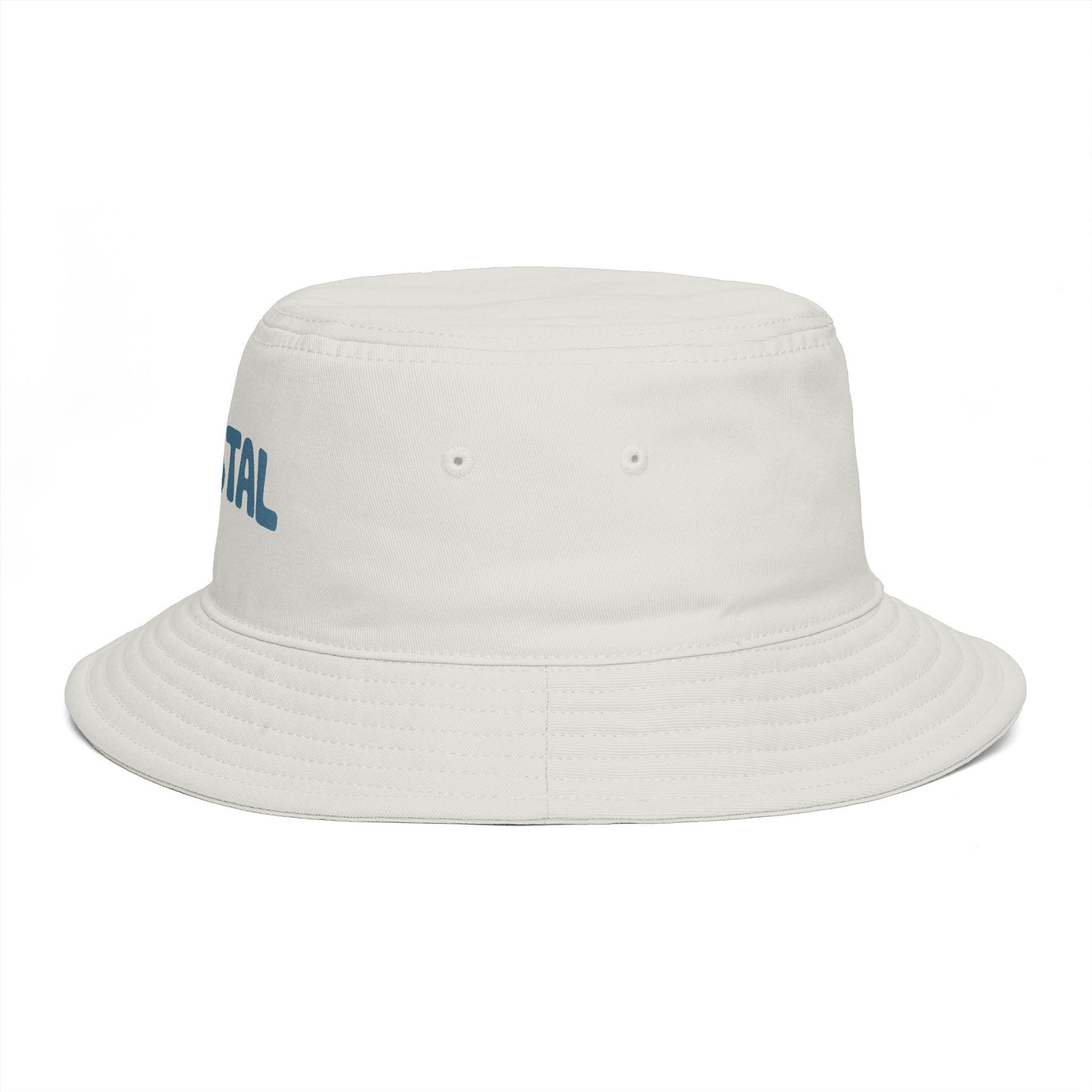 Coastal Bucket Hat — Brown Beach Sun Hat with 'COASTAL' Retro Text Hats Printify