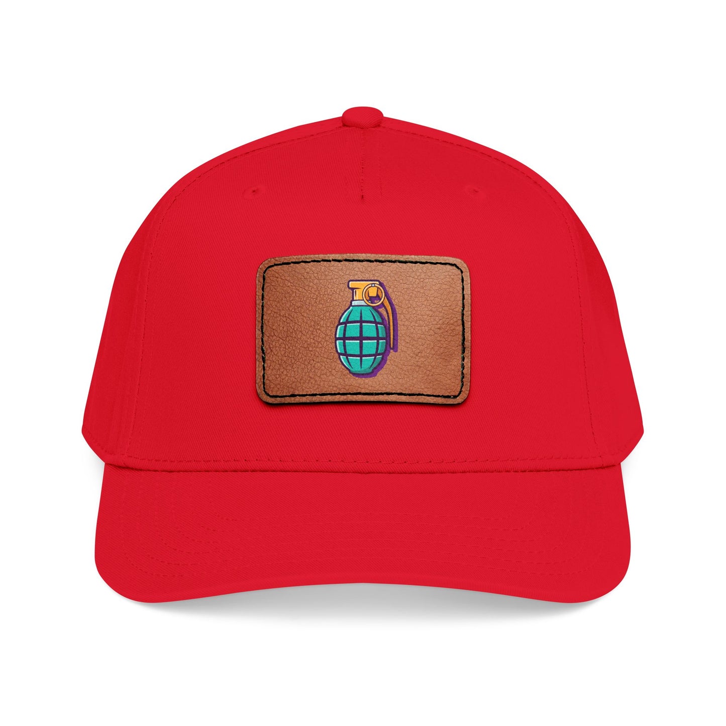 Leather Patch Baseball Cap — Retro Grenade Patch Hat