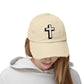 Distressed Black Cross Cap — Vintage Christian Baseball Hat Hats Printify