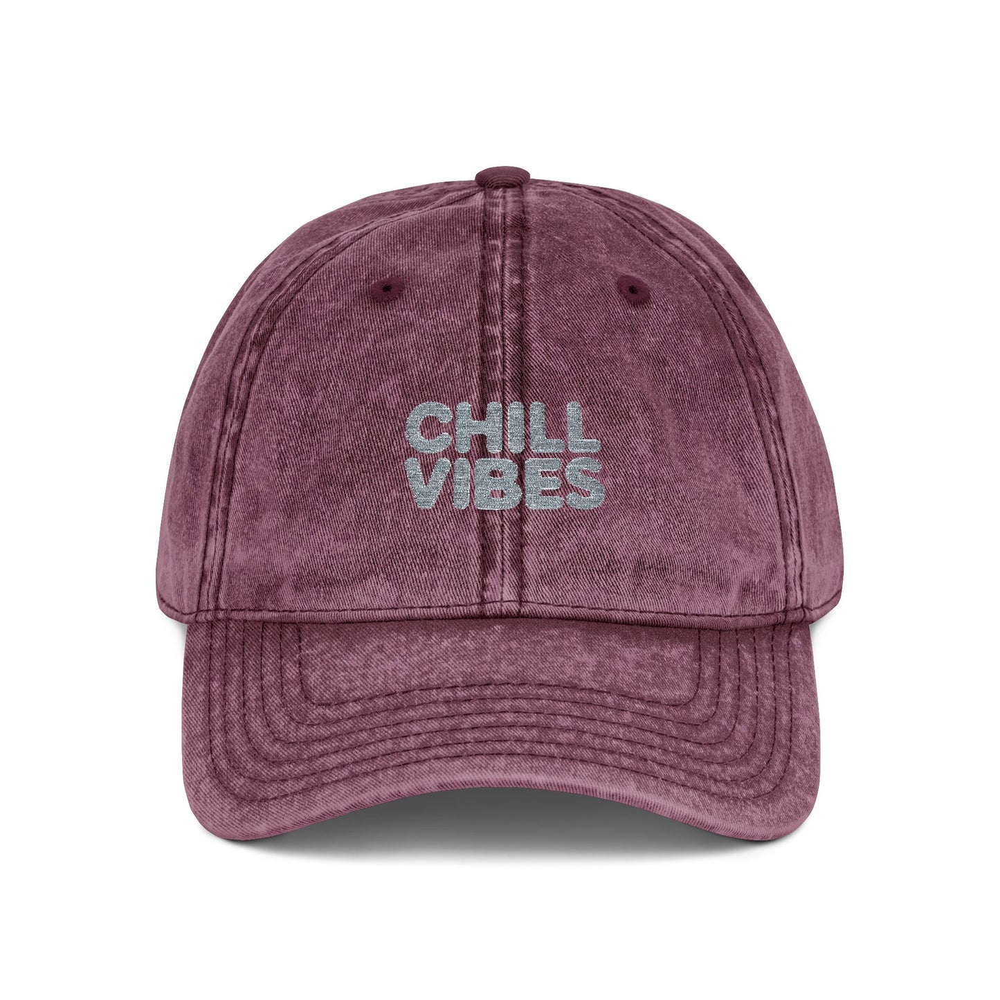 Chill Vibes Vintage Embroidered Cap Hats Printify One size Maroon