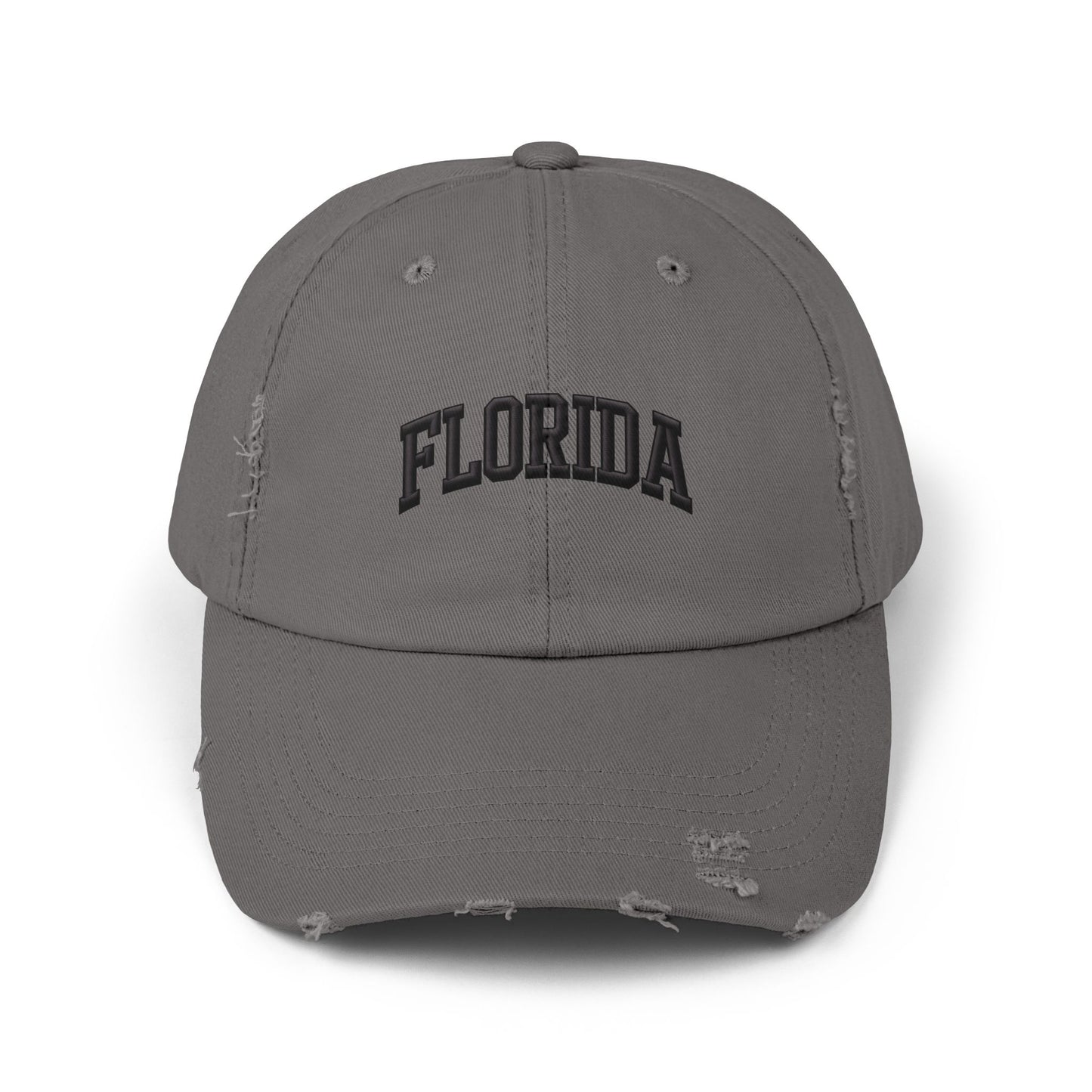 Distressed 'Florida' Baseball Cap — Vintage Black Dad Hat Hats Printify Nickel One size