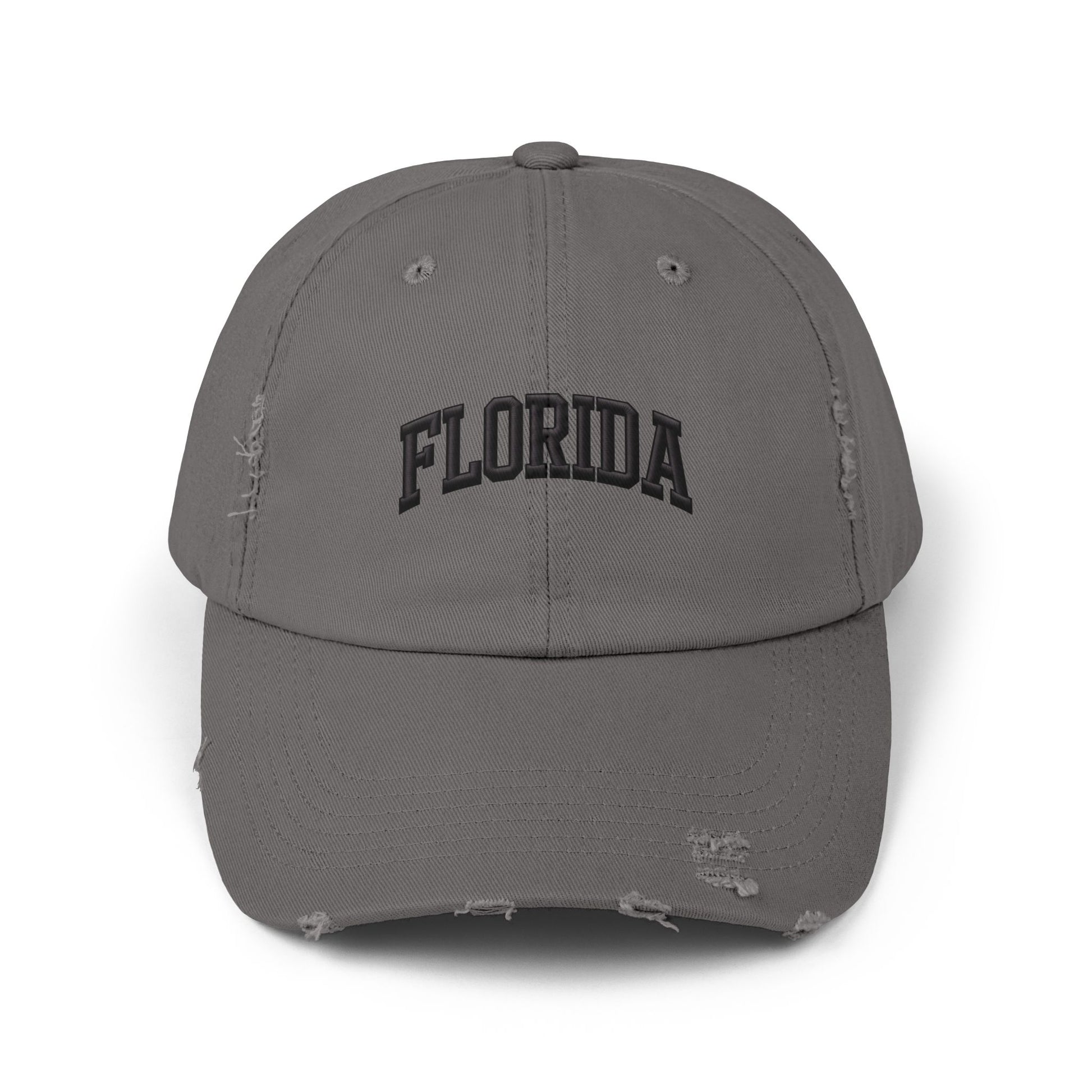 Distressed 'Florida' Baseball Cap — Vintage Black Dad Hat Hats Printify Nickel One size