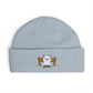 Cuffed Beanie with Embroidered White Cat on Chair – Cozy Cute Winter Hat Hats Printify One size Powder