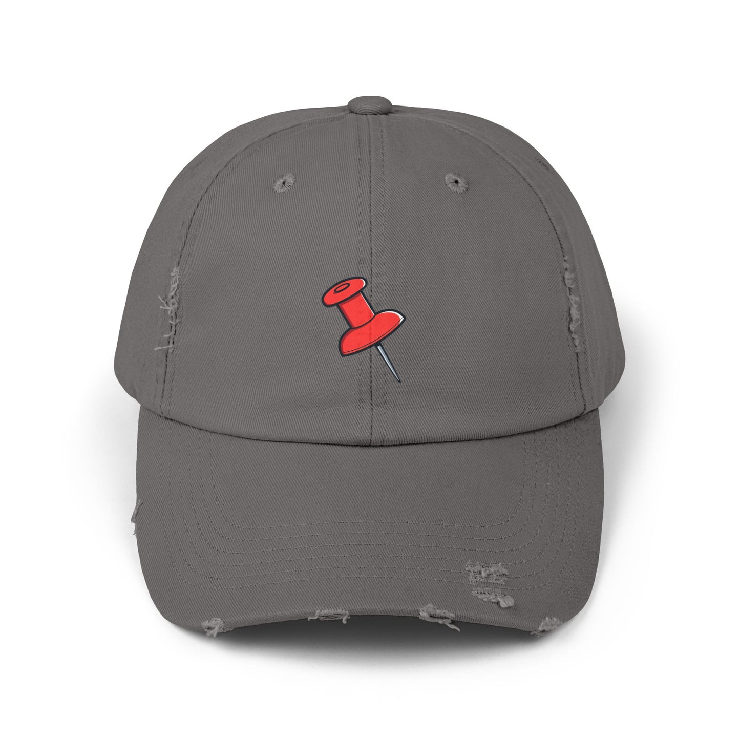 Pushpin Embroidered Distressed Cap Hats Printify