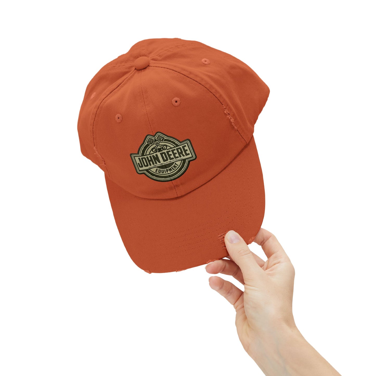 Distressed John Deere Logo Cap — Vintage Farm Equipment Baseball Hat
