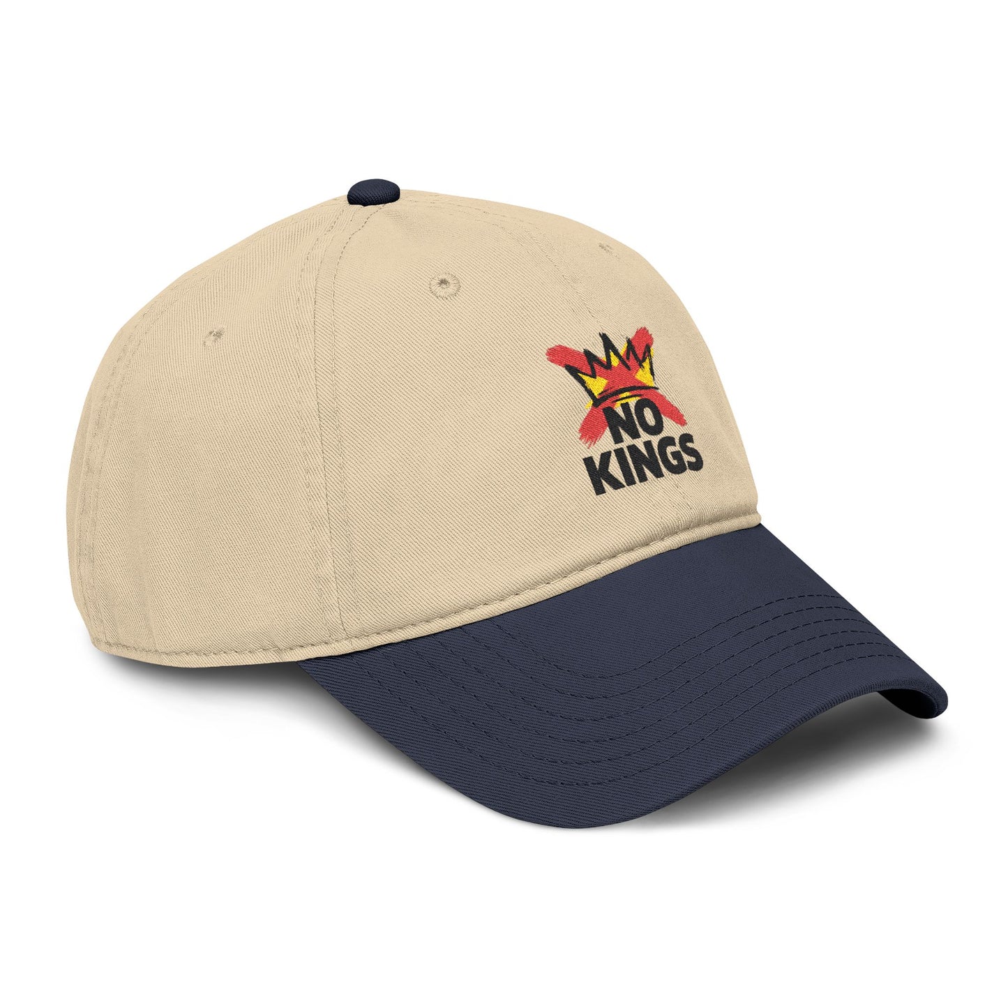 No Kings Washed Baseball Cap — Distressed Crown Embroidered Hat