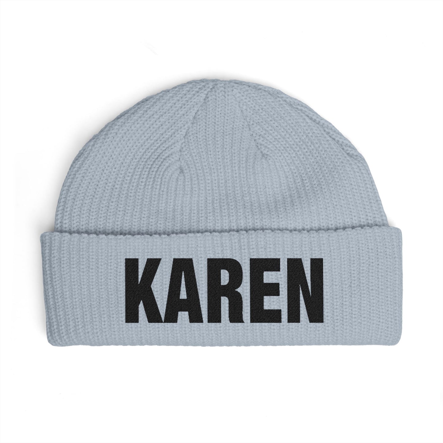 Cuff Beanie — Bold "KAREN" Embroidered Knit Hat Hats Printify