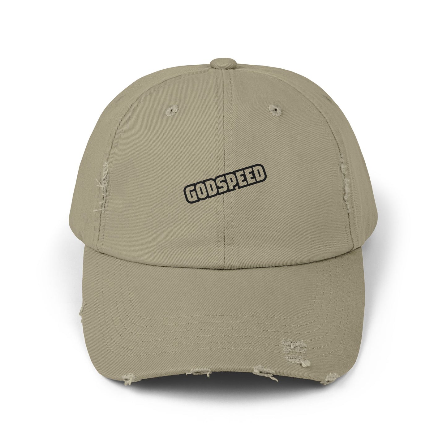 Godspeed Distressed Baseball Cap – Vintage Worn Dad Hat for Men & Women Hats Printify Light Olive One size