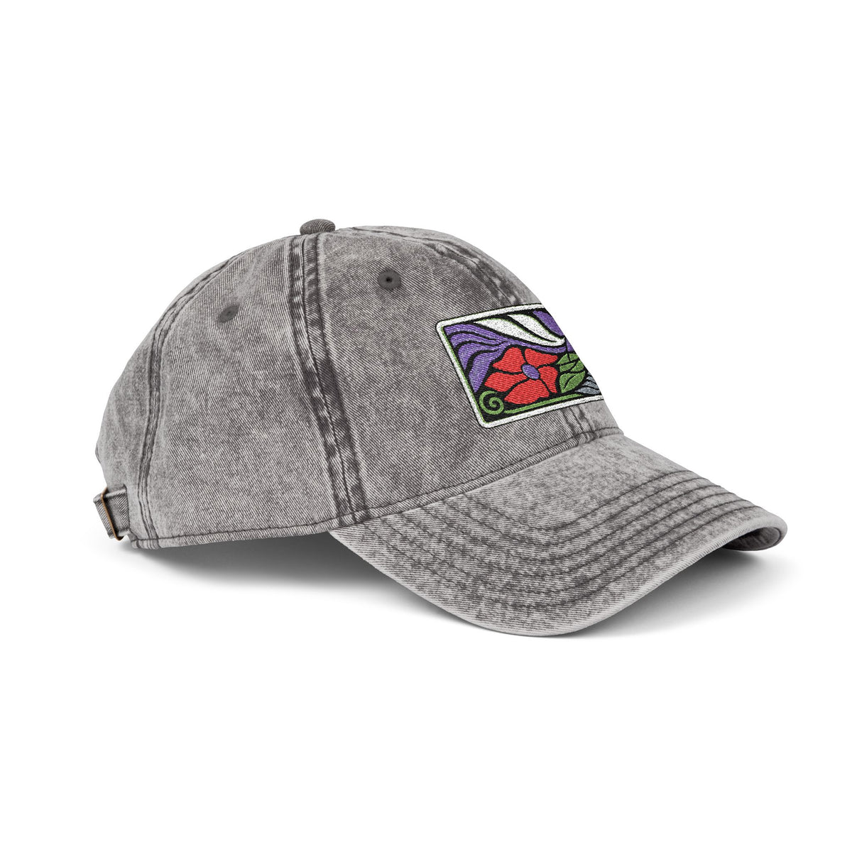 Vintage Embroidered Floral Patch Cap Hats Printify