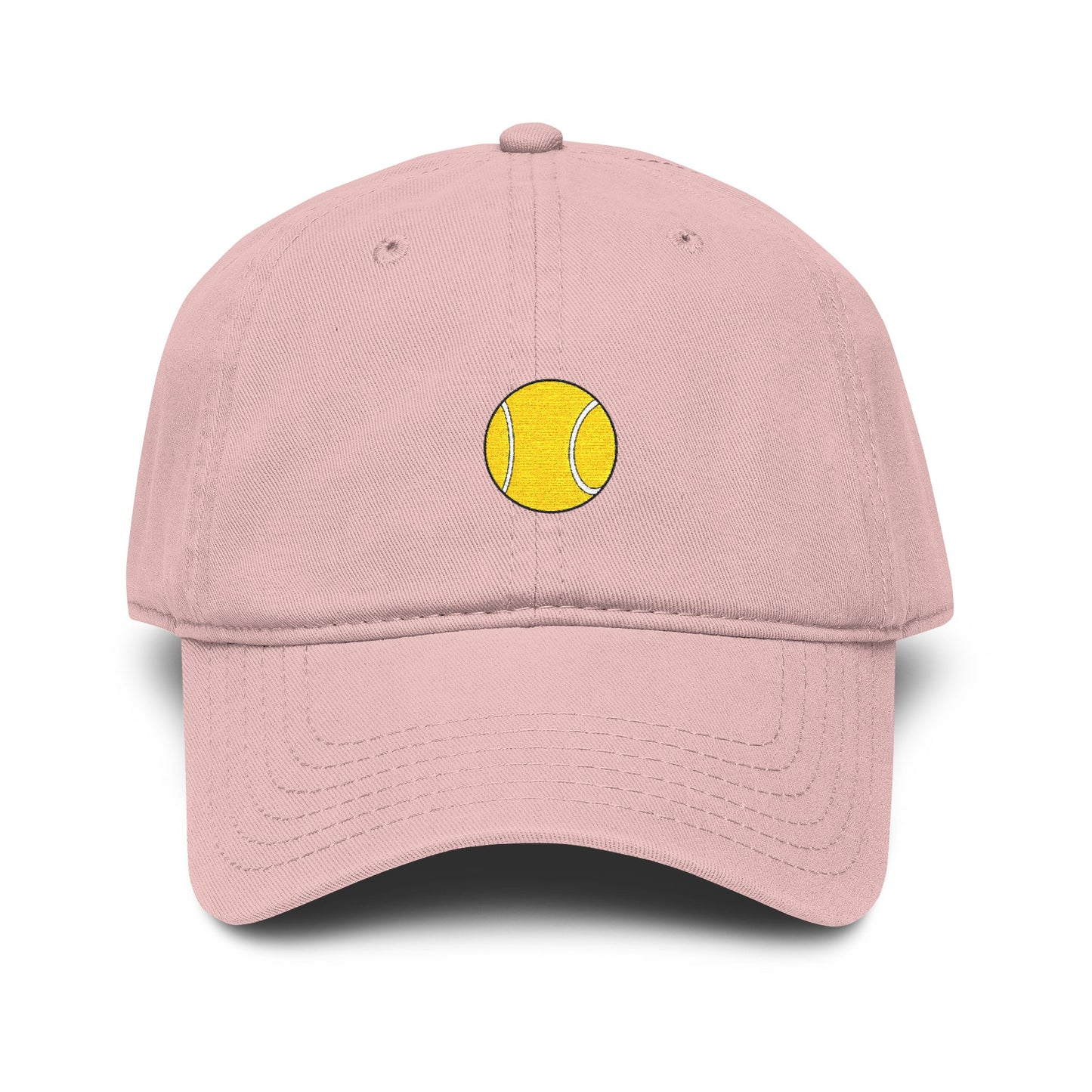 Washed Baseball Cap with Tiny Yellow Tennis Ball Embroidery Hats Printify One size Dusty Rose