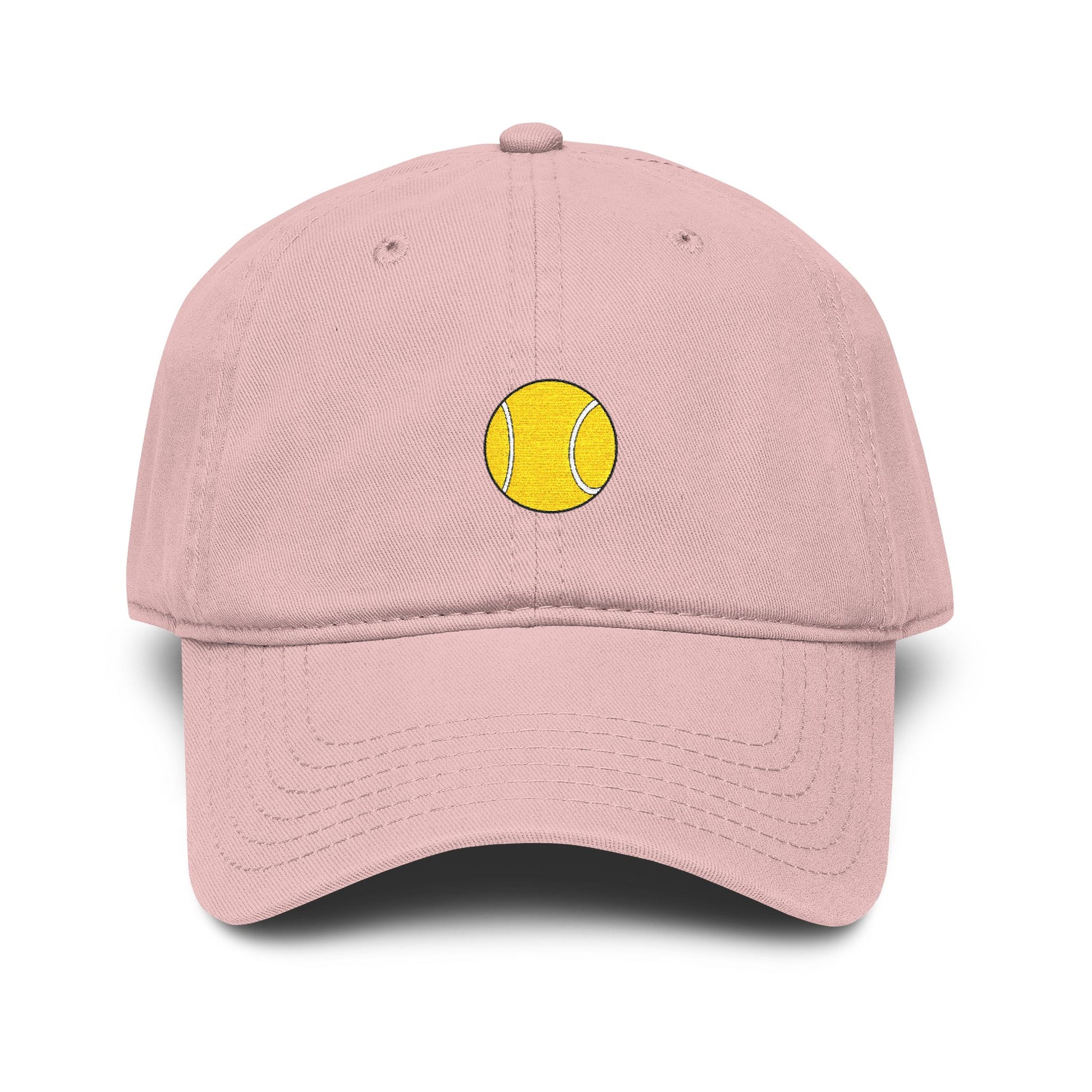 Washed Baseball Cap with Tiny Yellow Tennis Ball Embroidery Hats Printify One size Dusty Rose