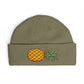 Pineapple Embroidered Cuff Beanie – Tropical Knit Winter Hat Hats Printify One size Eucalyptus